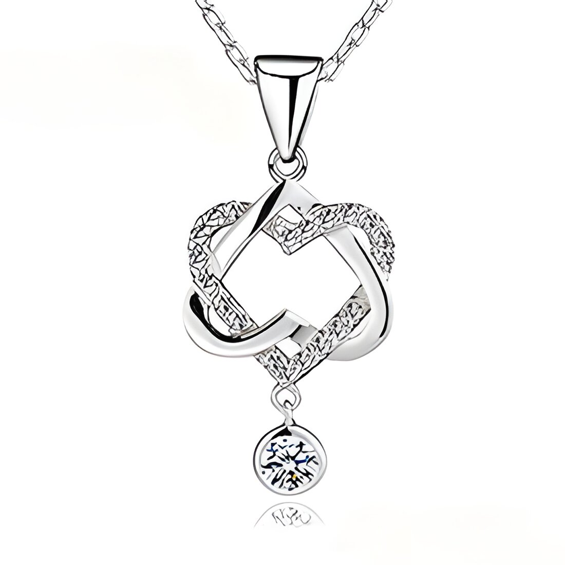 Free Interwoven Heart Shaped Necklace With Gem
