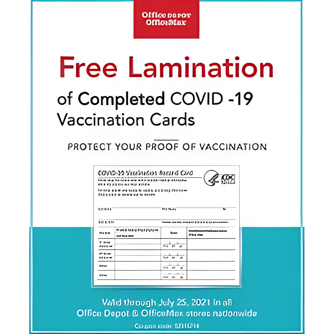 Free Lamination of Completed COVID-19 Vaccination Cards