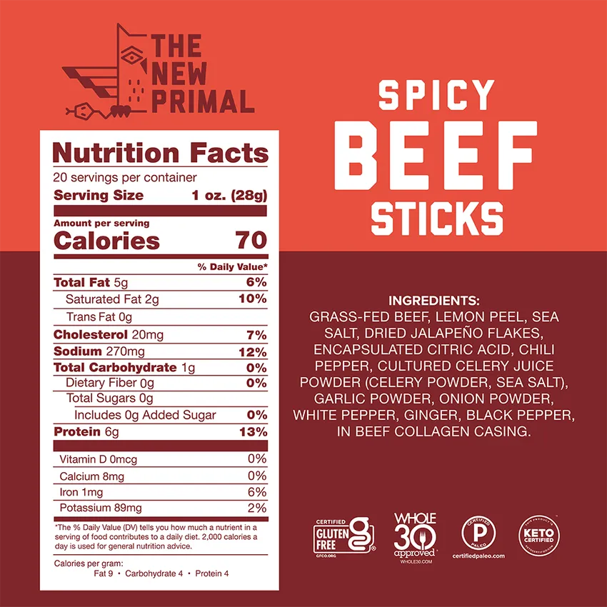 Free The New Primal Low Sugar Meat Sticks