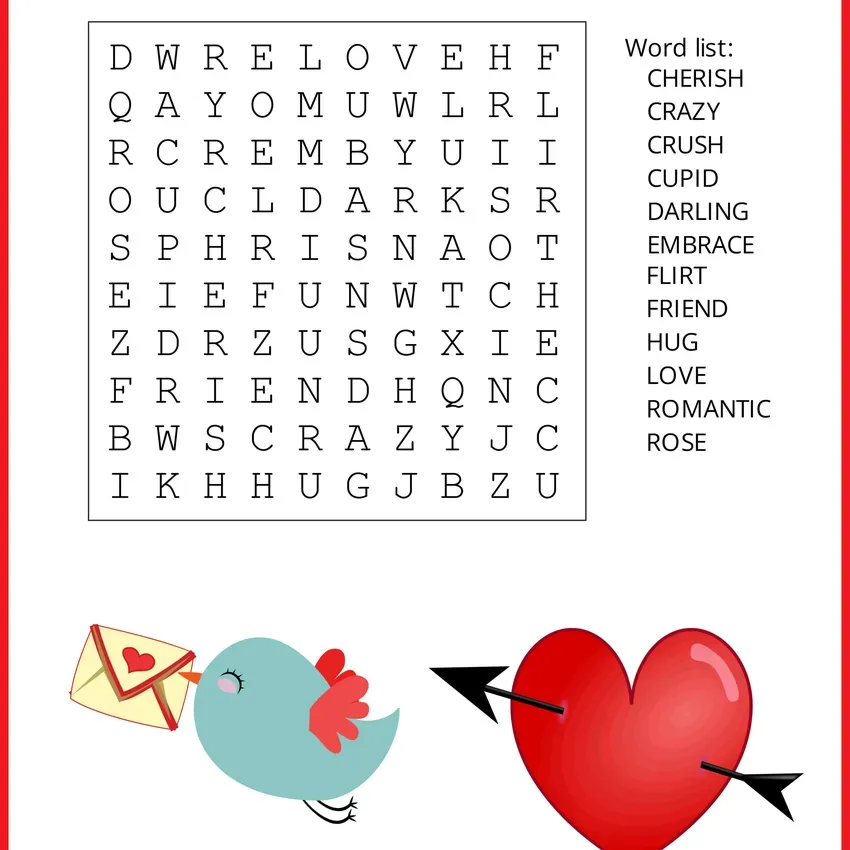 Free Valentines Day Word Searches From Logic Lovely