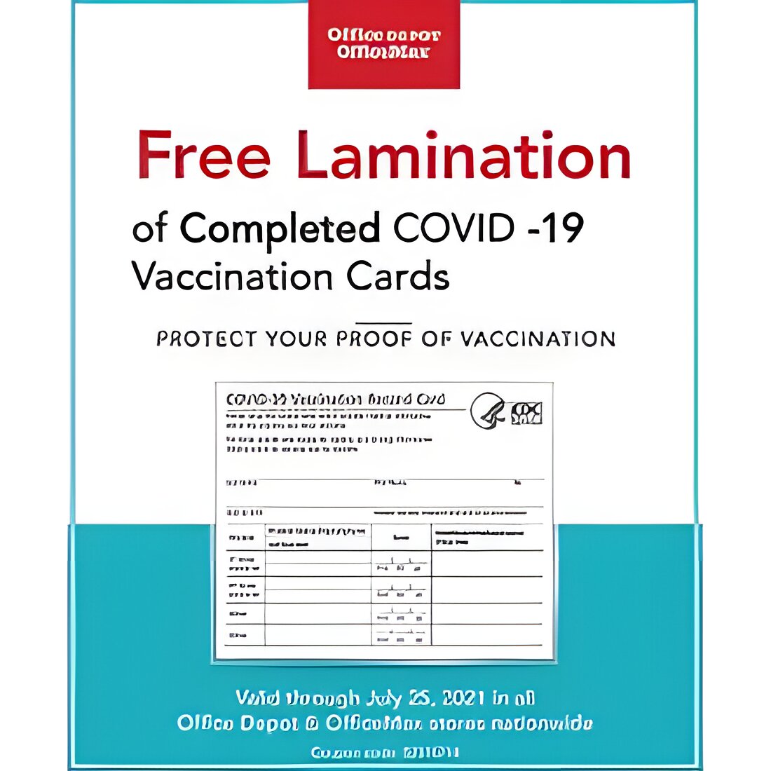 Free Lamination Of Completed COVID-19 Vaccination Cards