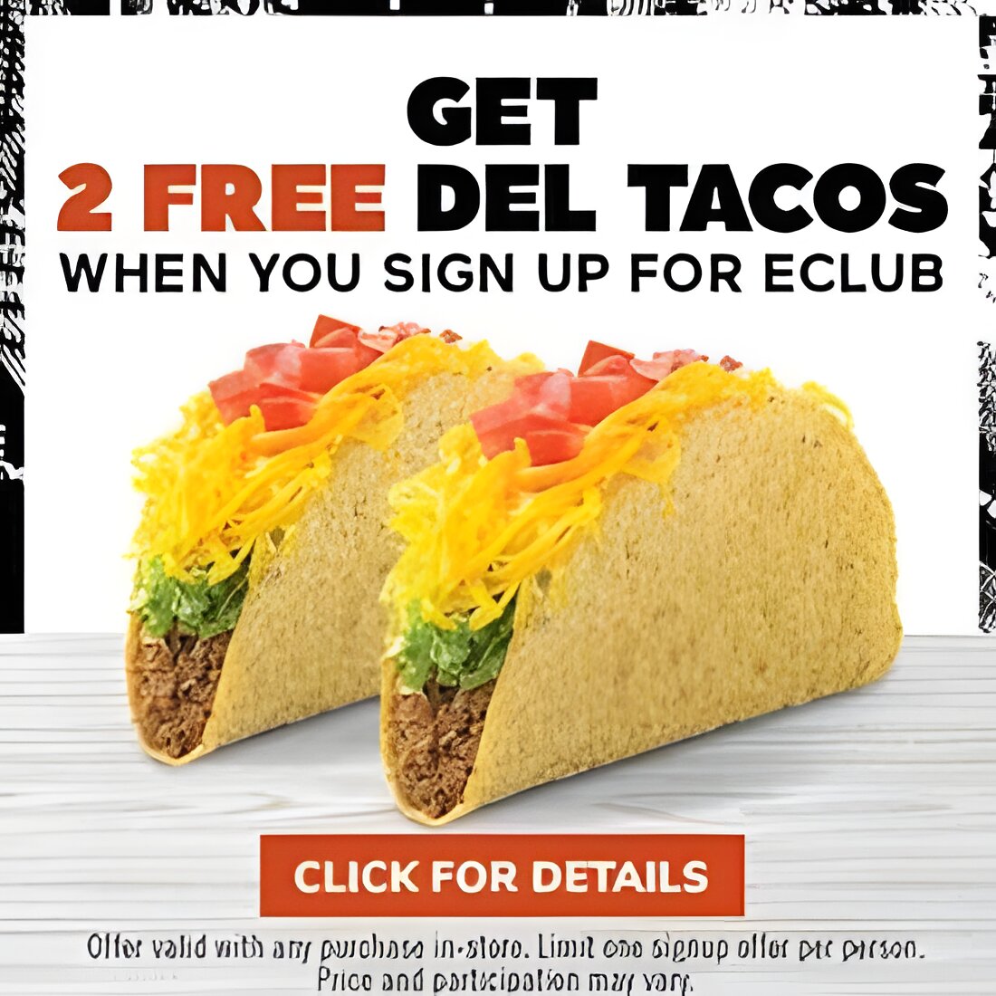 2 Free Tacos At Del Taco